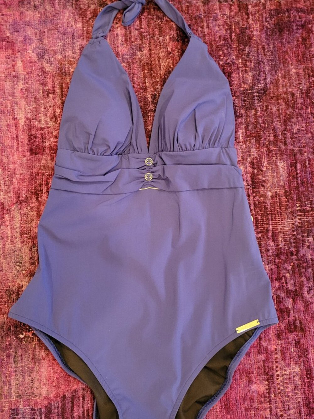 Lise Charmel FRANCE Blue Seduction Non-Wire Halter One-Piece Swimsuit US L FR 3